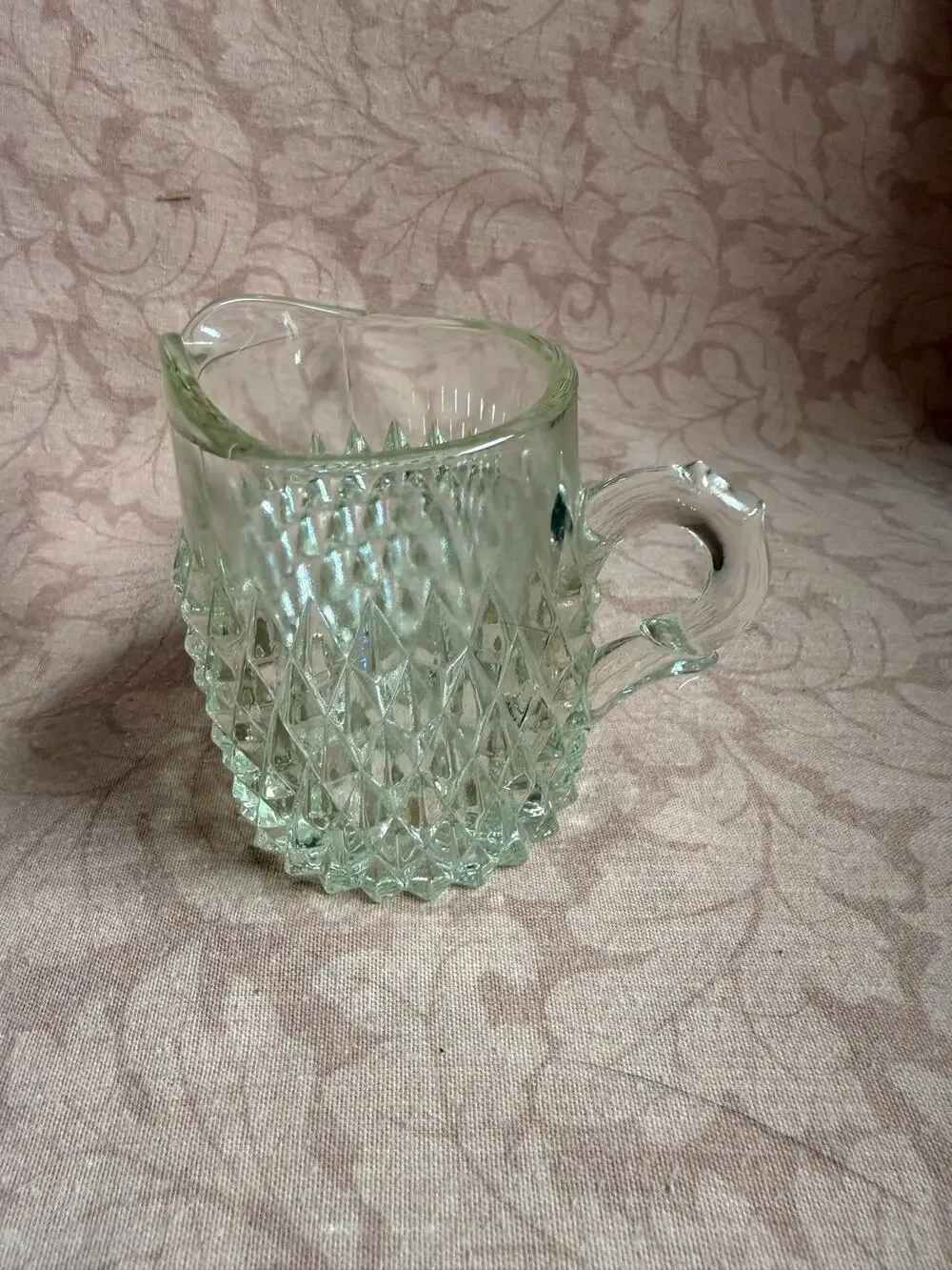 Vintage Diamond Point Replacement Glass Cream Pitcher 3